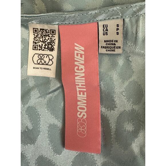 NEW SOMETHING NEW Blue Topaz Mia Leopard Print Satin Wrap Top And Skirt Set Sz S - Picture 7 of 9